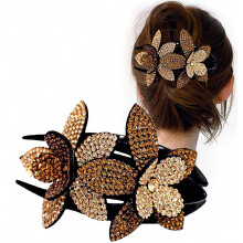 Große Strass-Doppelblumen-Haarspange, Haarklammer, Kristall-Haarspange, Haarschmuck, Strass-Haarspange für Damen und Mädchen