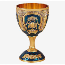 Vintage wijnbeker in Europese stijl, klassieke metalen beker, ideaal als housewarmingcadeau of feestelijk geschenk (blauw)