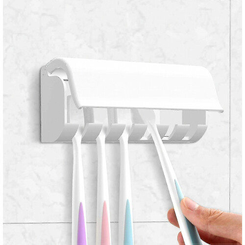 Porta spazzolini da parete con coperchio - 6 scomparti per bagno e casa