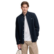(2XL, Eclipse Navy) Superdry Mens Preppy Oxford Long Sleeve Shirt