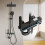 Titanium Black Shower Column with Square Head, 4 Jets Shower Column, LED Display, Hand Shower with 3 Modes, Adjustable Height 1