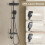 Titanium Black Shower Column with Square Head, 4 Jets Shower Column, LED Display, Hand Shower with 3 Modes, Adjustable Height 4