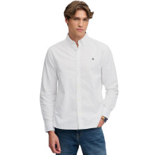 (S, Optic White) Superdry Mens Preppy Oxford Long Sleeve Shirt