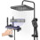 Titanium Black Shower Column with Square Head, 4 Jets Shower Column, LED Display, Hand Shower with 3 Modes, Adjustable Height 2