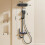 Titanium Black Shower Column with Square Head, 4 Jets Shower Column, LED Display, Hand Shower with 3 Modes, Adjustable Height 3