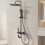 Titanium Black Shower Column with Square Head, 4 Jets Shower Column, LED Display, Hand Shower with 3 Modes, Adjustable Height 7