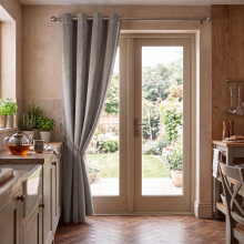 (Grey, 66" x 84" (167cm x 210cm)- 1 Panel Curtain) Luxury Velvet Curtains Eyelet Ring Top Ready Made Blackout Curtains Living Room Bedroom