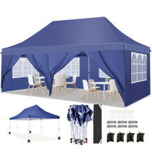 Gazebo, professionele pop-up tent 3x6M, blauw marine, waterdicht met 4 verwijderbare wanden voor evenementen