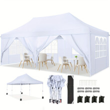 Gazebo, pop-up tent, 3x6M, wit, waterdicht, met 4 verwijderbare zijwanden, professioneel voor evenementen