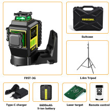 FIRECORE nivel láser verde 3D de 12 líneas, autonivelante, batería recargable de 6600mAh, modelo F95T-3G 1.6m