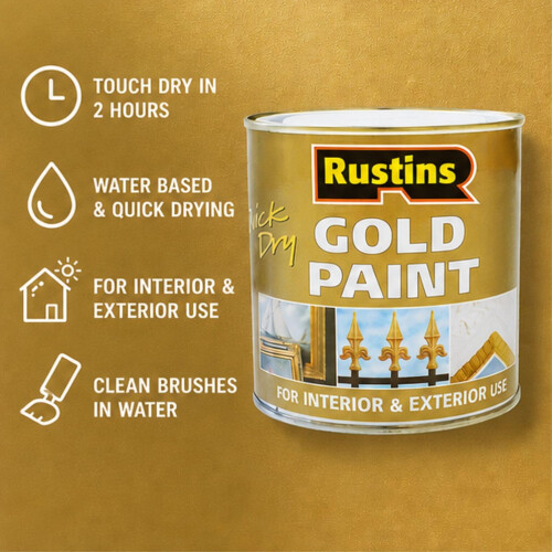 Rustins RUSTINS Quick Dry Gold Paint 500ml 2