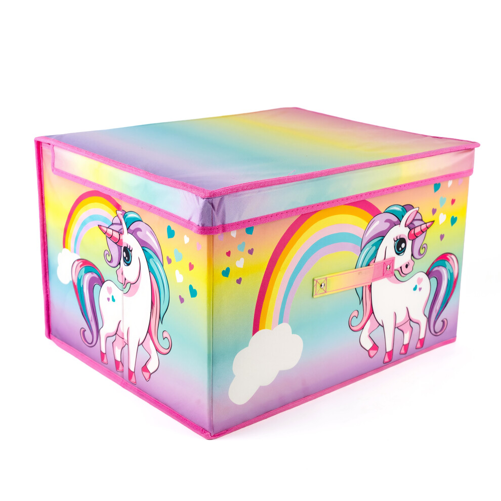 B&Q - The Magic Toy Shop Toy Storage Folding Box Large Collapsible Jumbo Toy Chest Rainbow Unicorn Design - Image 3