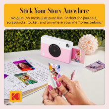 KODAK Printomatic Instant Camera (Pink) Gift Bundle + Zink Paper (20 Sheets) + Case + 7 Sticker Sets + Markers + Photo Album