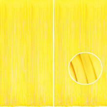 BRAVESHINE 2PCS Pastel Yellow Foil Fringe Curtain Party Decorations - 3.3x8.2ft Yellow Tinsel Curtain Photo Booth Backdrop for Birthday Easter Spring