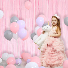 BRAVESHINE Halloween Decorations Pastel Pink Foil Fringe Curtain Party Backdrop - 2PC 3.2x8.2ft Tinsel Curtain Photo Booth Props For Girls Birthday Pr