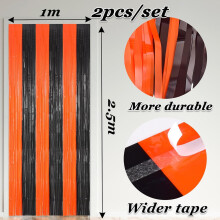 BRAVESHINE Halloween Party Decorations Photo Booth Props Party Backdrop - Orange Black Foil Curtain Streamers Backdrop Door Curtain for Kids Halloween