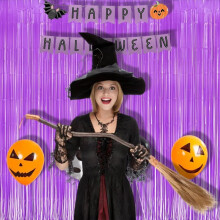 BRAVESHINE 2PCS Pastel Purple Foil Fringe Curtain Party Decorations - 3.3x8.2ft Purple Tinsel Curtain Backdrop Photo Booth Props For Birthday Hallowee