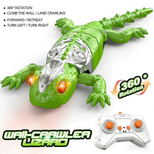 (green) Remote Control Wall Climbing Spider Lizard Toy for Kids, Electric 360 Rotating Crawling RC Spider with LED Lights