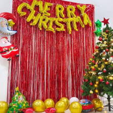 BRAVESHINE Red Metallic Tinsel Curtain Foil Fringe Backdrop Halloween Decorations Glitter Foil Curtain Party Streamers for Birthday Decorations Gradua