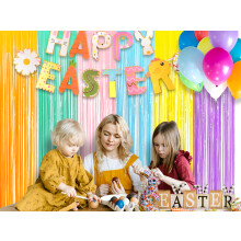 2PCS Rainbow Foil Fringe Curtain Party Streamers Decorations - BRAVESHINE 3.2x8.2ft Colourful Tinsel Curtains Photo Booth Backdrop Props For Birthday