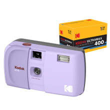 KODAK EC35 35mm Film Camera 35mm, Reusable, Focus-Free, Built-in Flash, Slide Cover, Beginner Friendly (Lavender) Bundle with Kodak Ultramax 400/24EXP