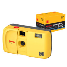 KODAK EC35 35mm Film Camera 35mm, Reusable, Focus-Free, Built-in Flash, Slide Cover, Beginner Friendly (Butter Yellow) Bundle with Kodak Ultramax 400/