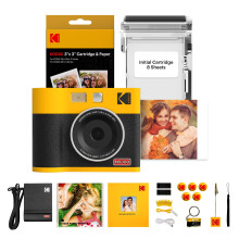 KODAK Mini Shot 3 ERA 3x3 Instant Camera, 38 Sheets Gift Bundle, Yellow