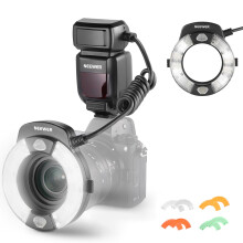 Neewer RF1-N Marco Ring Flash Light Compatible with Nikon Camera, 76Ws GN15 5600K TTL Lighting 1-1/128 Output Front/Rear Curtain Sync Color Gels, Lens