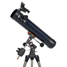Celestron 31035 AstroMaster 76EQ Newtonian Reflector Telescope - includes Two Eyepieces, Height-adjustable Tripod and Deluxe Accessory Tray, Dark Blue
