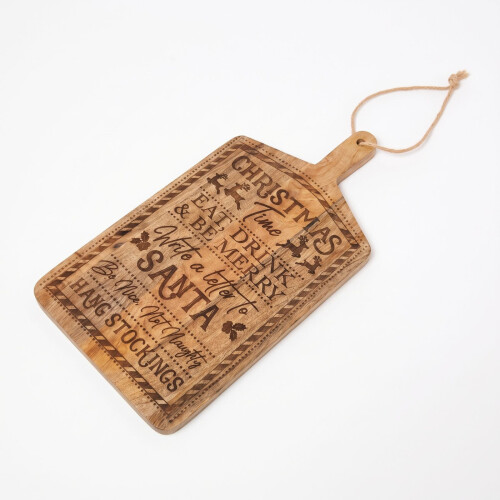 Homescapes Mango Wood Christmas Serving Board, Letter to Santa