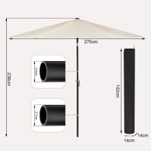 WOLTU zeshoekige parasol, 270 cm, beige, UV-bestendig en waterdicht, met kantelmechanisme en handslinger voor tuin en strand