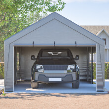Garage- en tuintent, 611x396x300 cm, waterdicht, UV-bescherming, grijs, voor auto en opslag