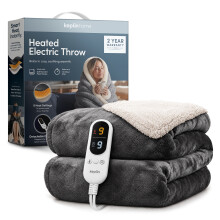 KEPLIN Large Electric Heated Throw Blanket Blanket, 1 Year Warranty, Grey/Cream Sherpa