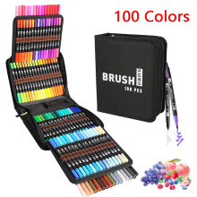 Art Marker Brush Pennen, set van 100 kleuren met dubbele punt, voor kleurboeken en journaling