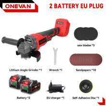 ONEVAN haakse slijper, 125 mm, borstelloze motor, 3 versnellingen, set van 2 accu's