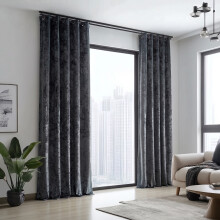 (66" x 90" (168cm x 228), Grey) Luxury Velvet Curtains Ready Made Eyelet Ring Top
