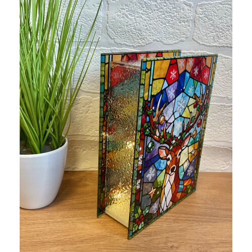 Small Stained Glass Reindeer Battery Christmas LED Lamp 2
