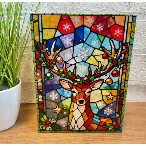 Small Stained Glass Reindeer Battery Christmas LED Lamp 1