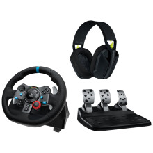 Logitech G29 Steering Wheel Customisable Pedals G435 Headset PS4 PS5 PC - Refurbished