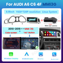 BONROAD autoradio, 8.8 inch touchscreen, draadloos CarPlay en Android Auto, voor Audi A6 C6 4F 2005-2015 MMI3G
