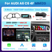 BONROAD autoradio, 8.8 inch touchscreen, draadloos CarPlay en Android Auto, voor Audi A6 C6 4F 2005-2015 MMI2G
