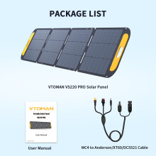 VTOMAN zonnepaneel VS220 PRO, 220W, 48V, opvouwbaar en waterdicht voor kamperen