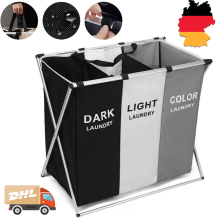 Opbergbox voor wasgoed, opvouwbaar met 3 compartimenten, 65,5x60x39,5 cm, Oxford stof