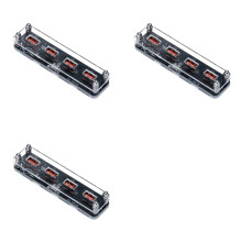 3X 4-Port USB Hub Power Supply 1-to-4 Type-C Power 5V Delivery Transparent Case Desktop Accessory External Laptops