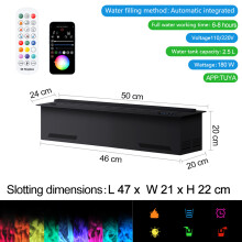 Smart Steam LED-vlam TV Decoratieve open haard, 500mm 19.68in, APP Wind Guard, met geluidseffect en afstandsbediening