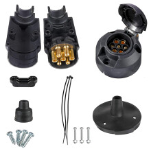 BEIJISTAR 7 Pin Trailer Plug & 7 Pin Trailer Socket with Rubber Gasket, 12V Waterproof 7 Pin Trailer Plug Socket Connector, for Truck RV Cars Boat Ca