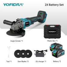 YOFIDRA 125 mm:n harjaveitsi, 3 vaihdetta, hiiliharjaton, langaton, 2 kappaleen akkusetti, EU