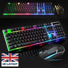 USB Wired Gaming Keyboard And Mouse Set RGB LED For PC Laptop PS4 PS5 Xbox UK