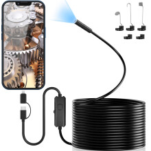 YEKO Endoscope Inspection Camera, 1920P Flexible Rigid Endoscope, 8 LED Borescope, USB No WiFi Snake Camera, Waterproof IP67 Tube Sink Pipe Drain Bor
