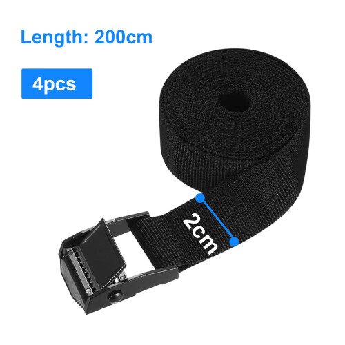 SHUBEIEUMI 4 Pack 2cm x 200cm Adjustable Black Cargo Straps 1